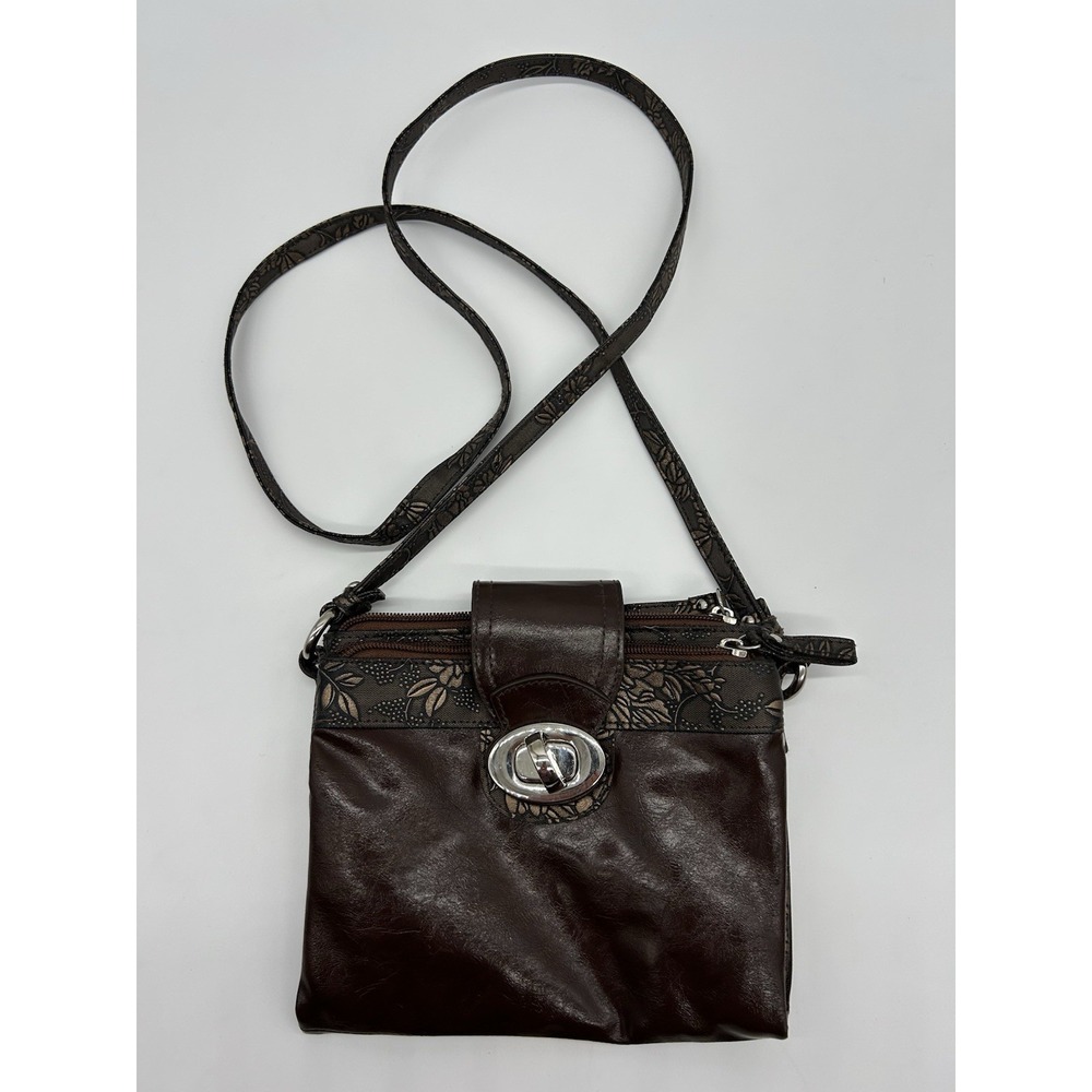 Braciano Brown & Bronze Embossed Faux Leather Crossbody‎ Bag